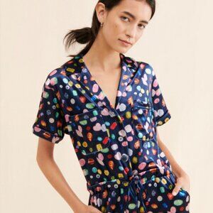 Rachel Antonoff Jewel Printed Coveralls Jumpsuit Romper